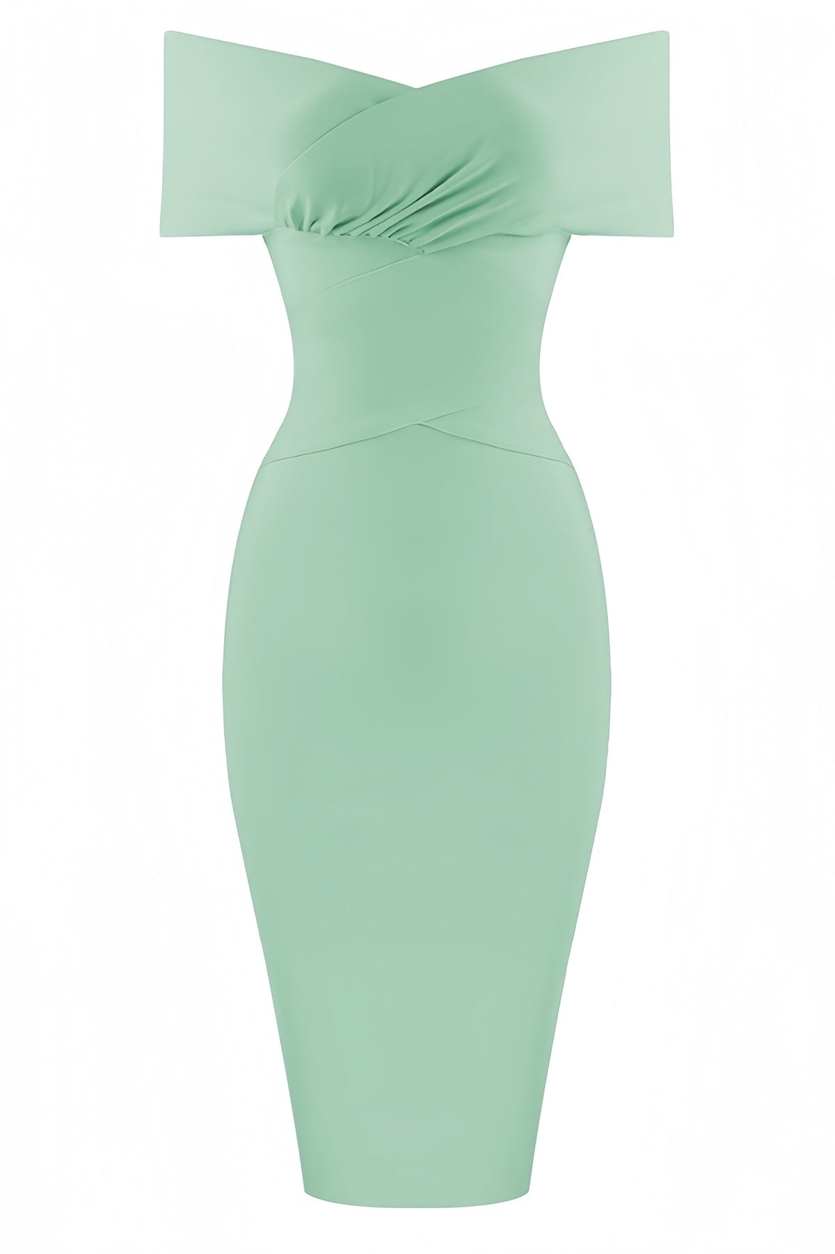 Keira Light Green Open-shoulder Maxi Dress