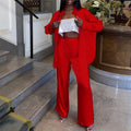 Spring Clothing Stylish Long Sleeves Collared Shirt Wide Leg Pants Suit