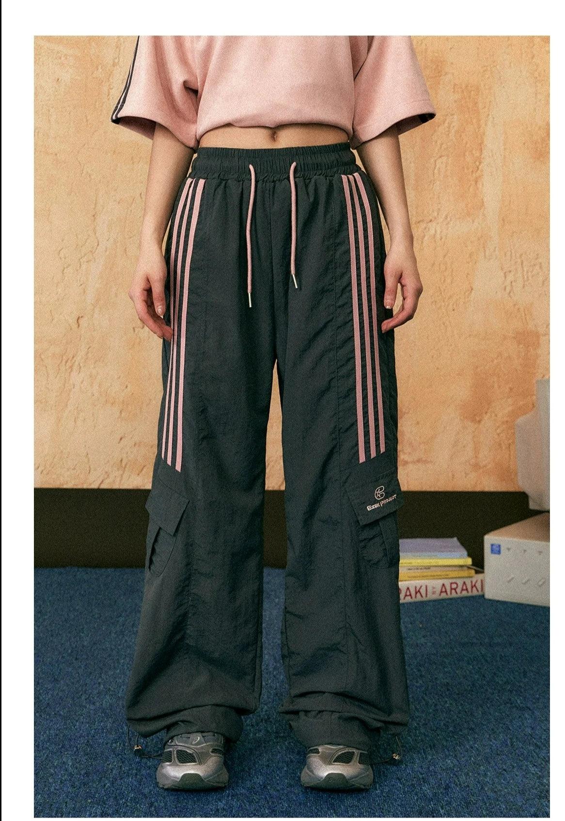 Ezek Free Project Sporty Two-piece Set - Graphic T-shirt and Wide-leg Track Pants