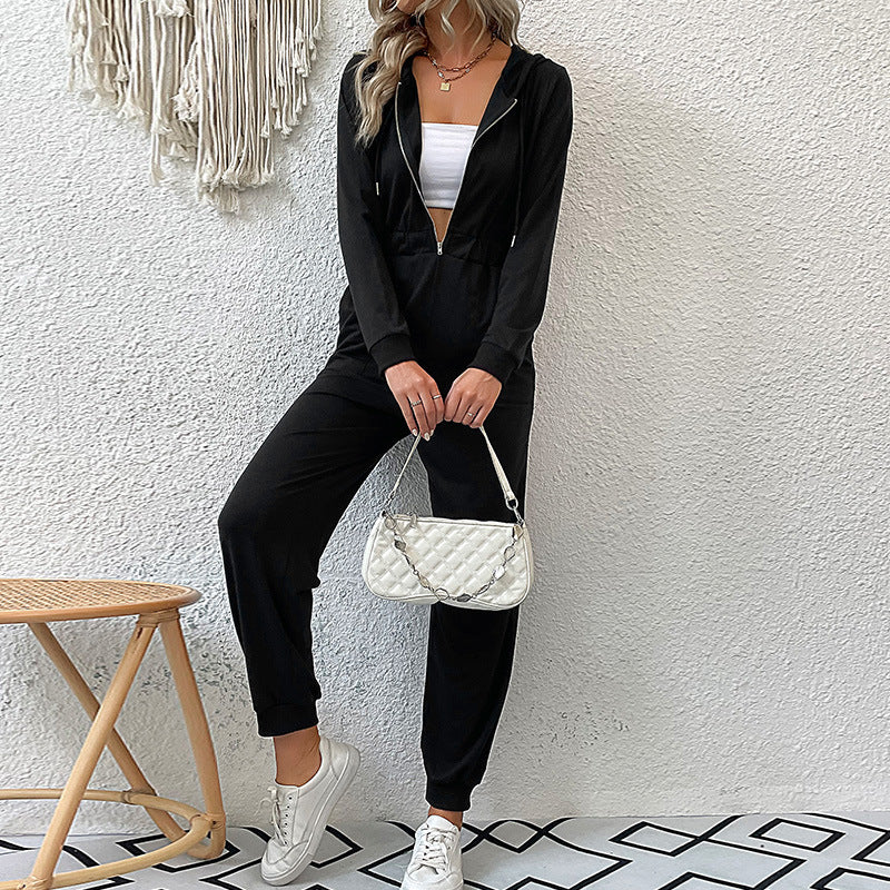 Clothing Autumn Winter Hooded Long Sleeved Zipper Hoodie Sports Jumpsuit