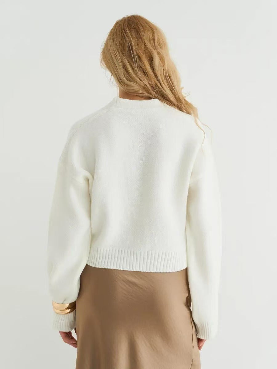Custom Color V-neck Loose Knit Cardigan
