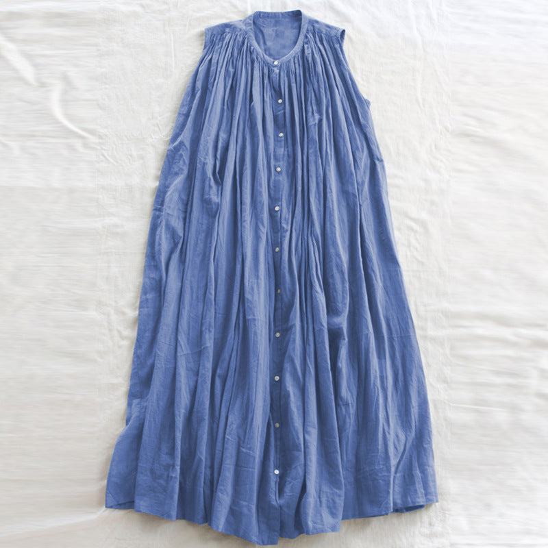 French Pleating Dress Summer Western Paris Yarn Loose Large Dress a Line Dress Can Be Used As Blouse