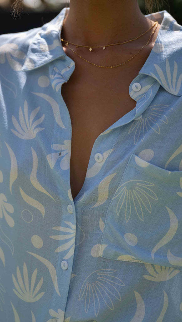 Clothing Polo Collar Print Mid Length Sleeves Top Shorts Set