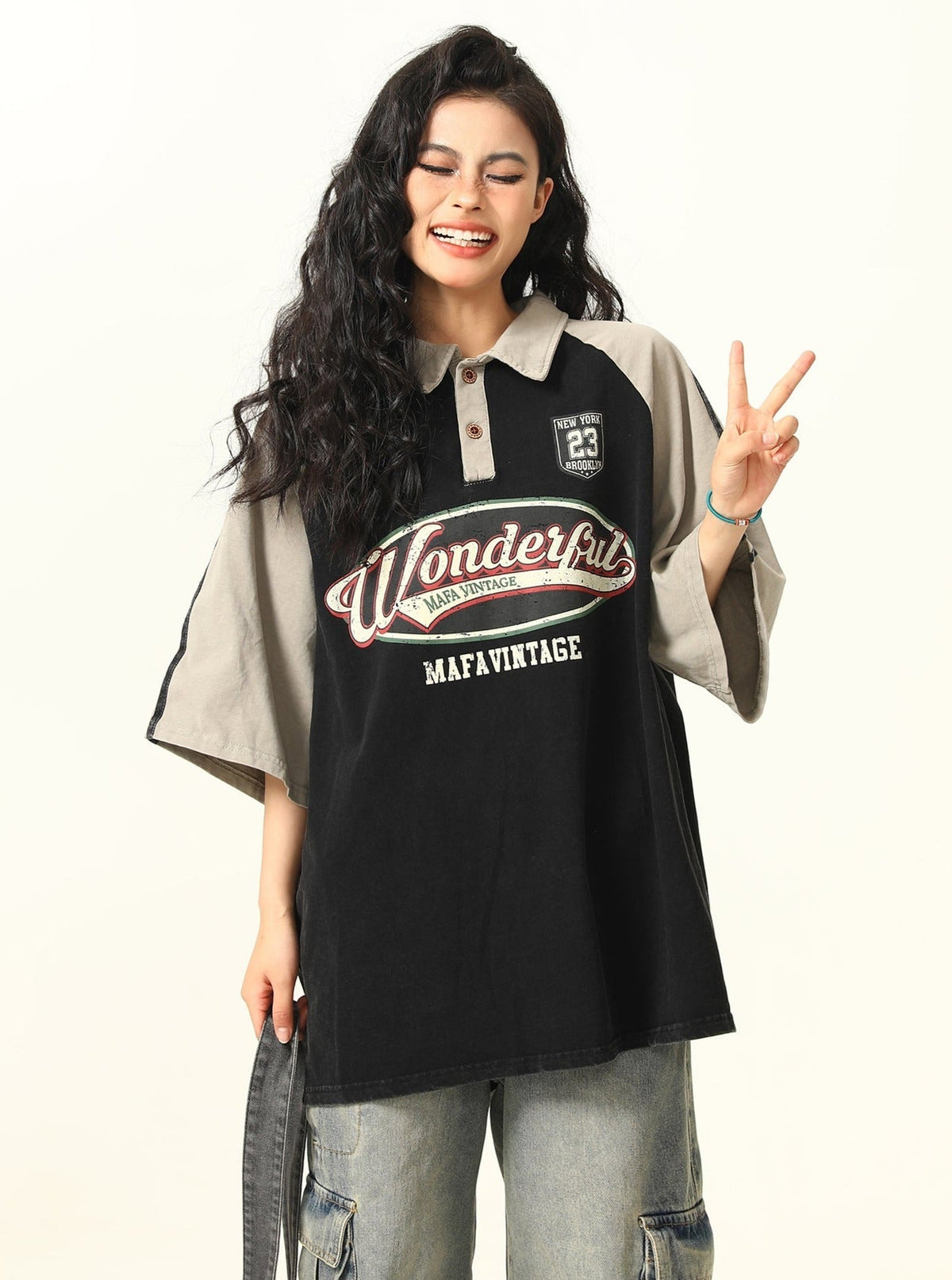 -style Oversized Polo T-shirt