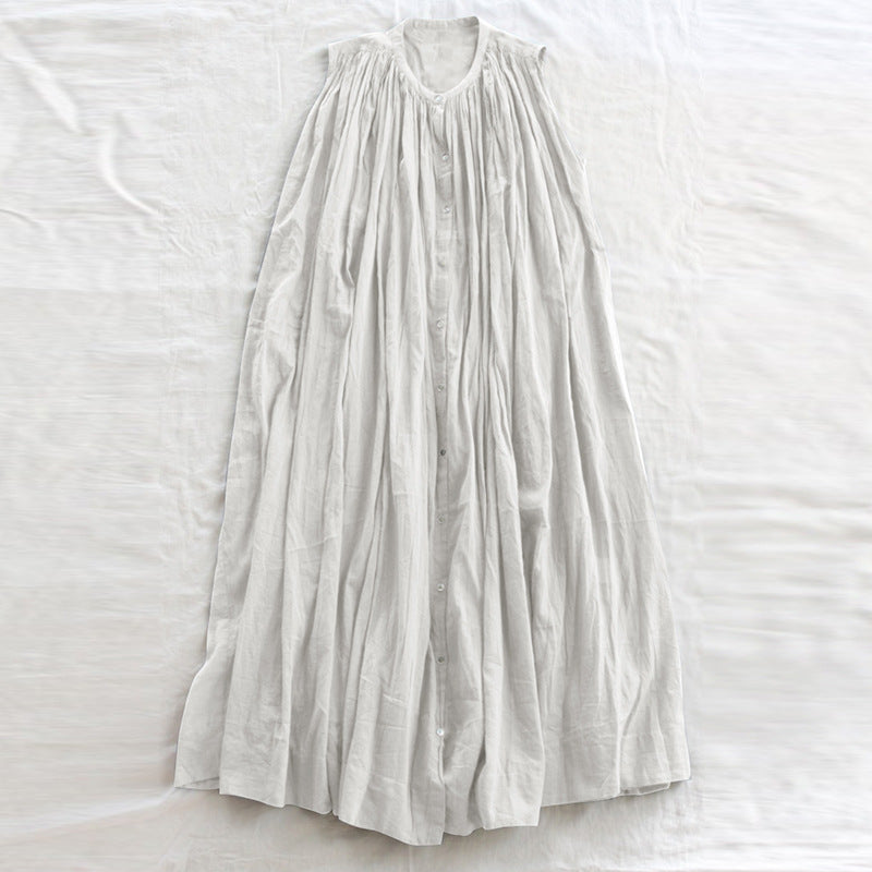 French Pleating Dress Summer Western Paris Yarn Loose Large Dress a Line Dress Can Be Used As Blouse