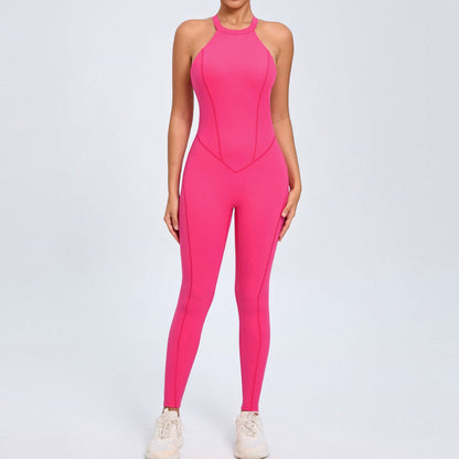 Back Buckle Yoga Jumpsuit Peach Hip Backless Sports Quick Drying One Piece Fitness Jumpsuit
