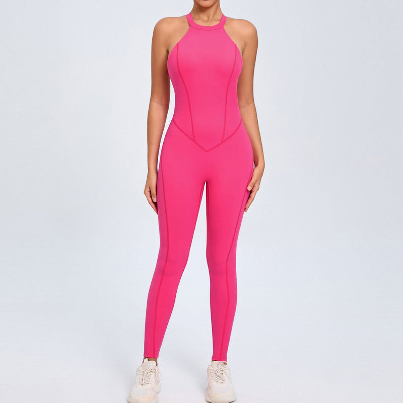 Back Buckle Yoga Jumpsuit Peach Hip Backless Sports Quick Drying One Piece Fitness Jumpsuit