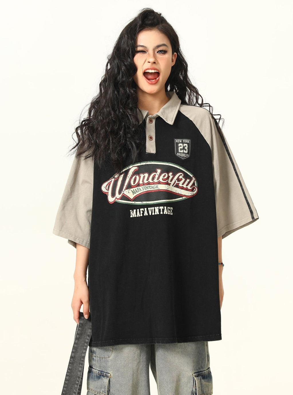 -style Oversized Polo T-shirt