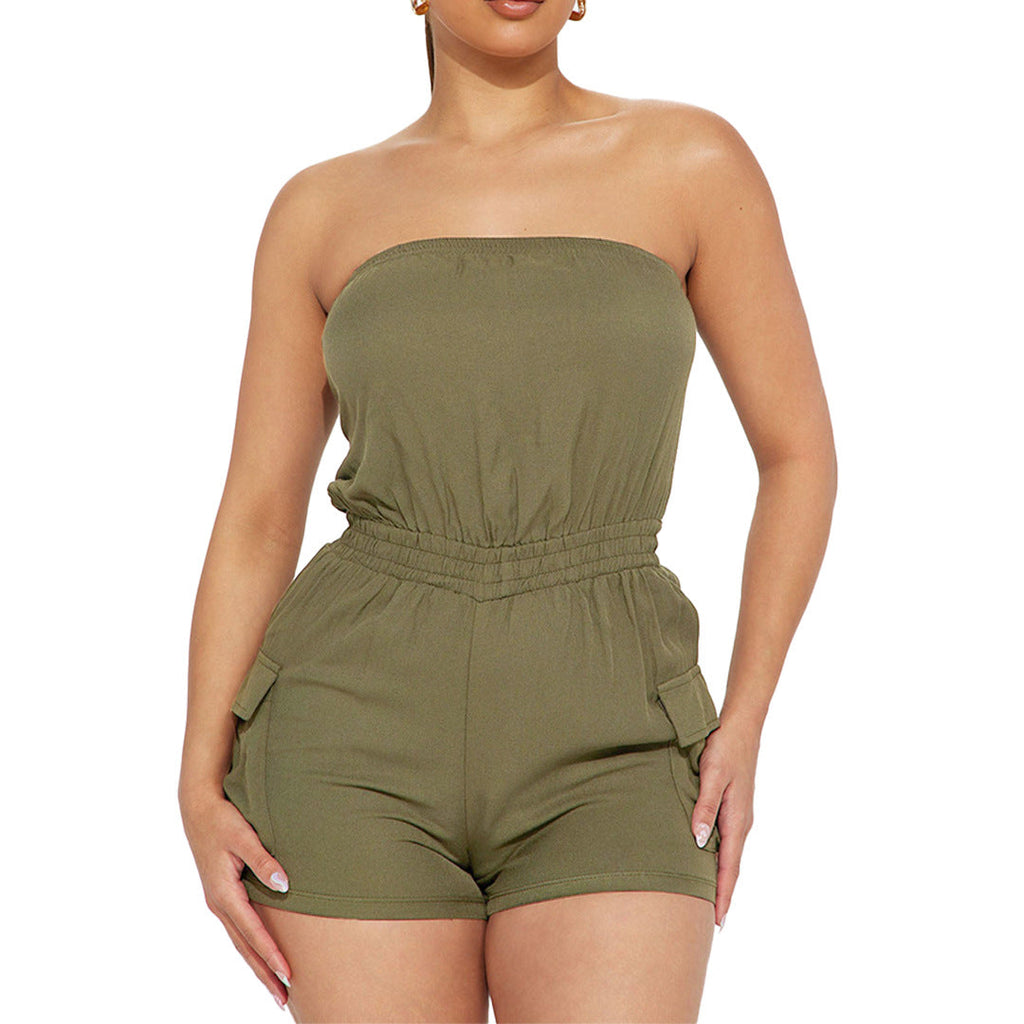 Clothing Comfortable Color Chest Wrapped Organ Pocket Jumpsuit