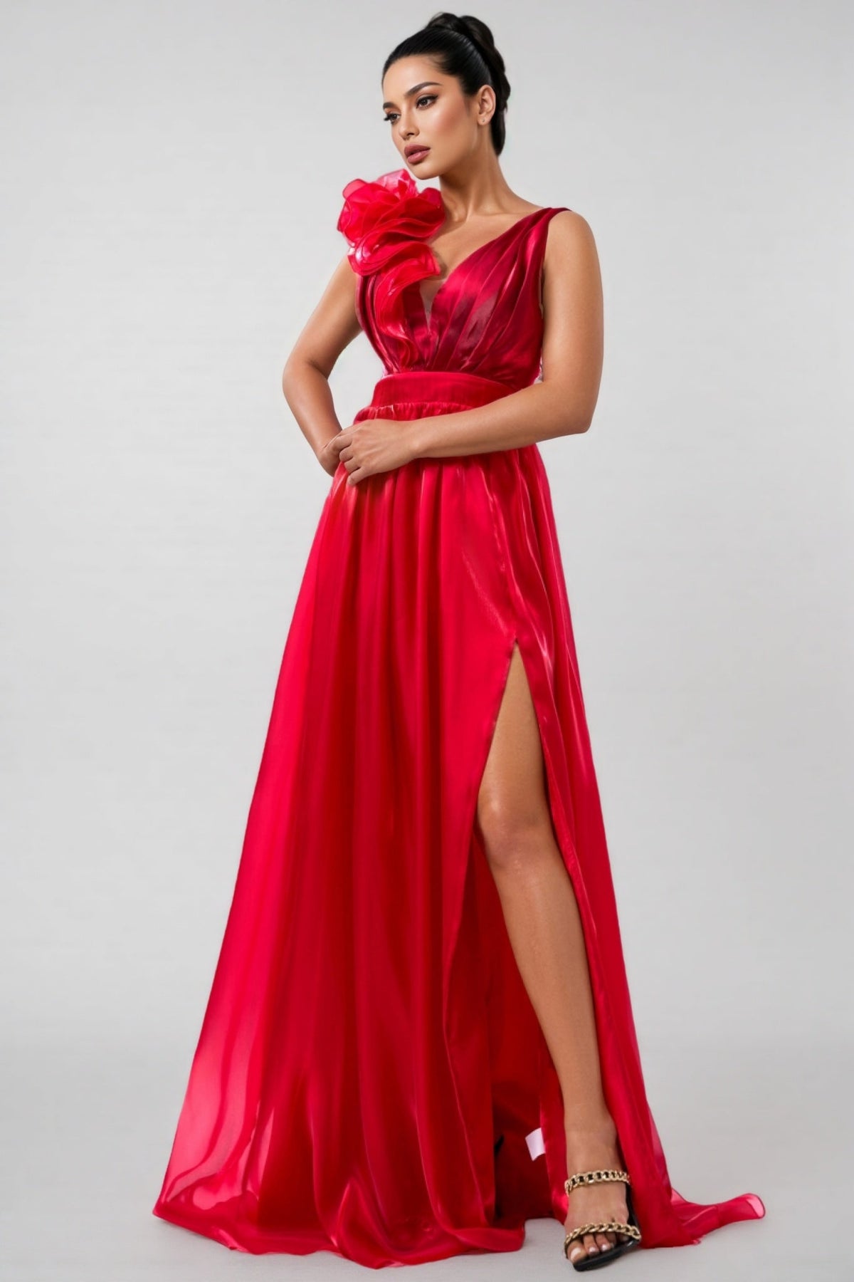 Octavius Sleeveless V-neck Split Maxi Dress