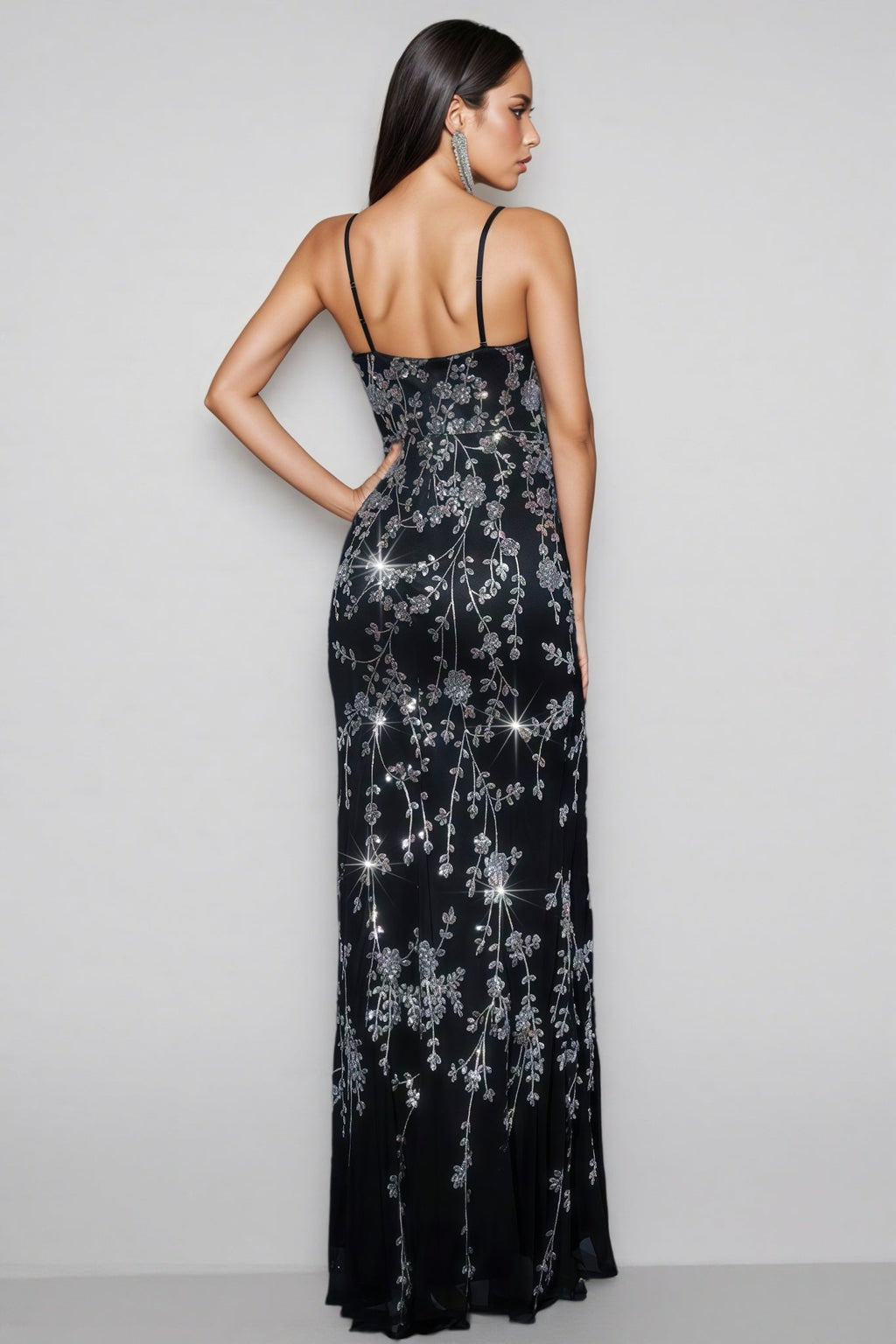 Kahlani Black Strapless Sequinned Maxi Dress