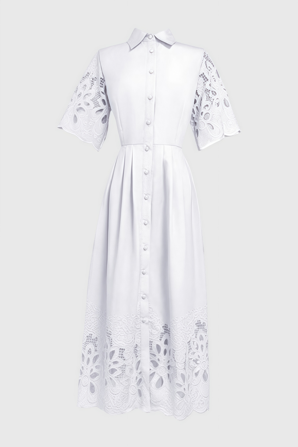 Olriced White Cutout Lapel Maxi Dress