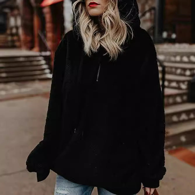 Autumn Winter Clothing Long Sleeve Hooded Color Hoodie Cardigan Coat