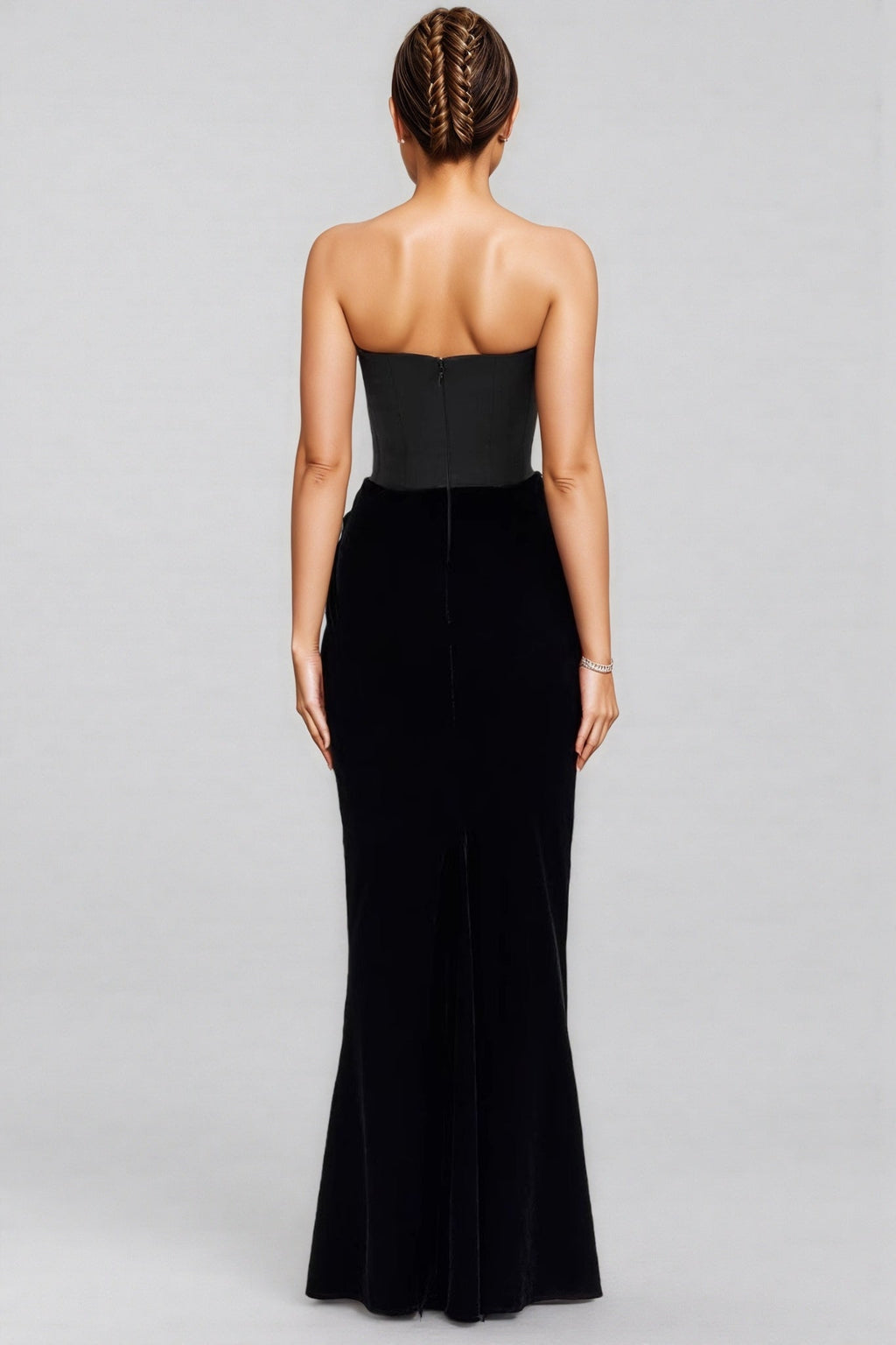 Kora Fishbone Sheath Velvet Maxi Dress