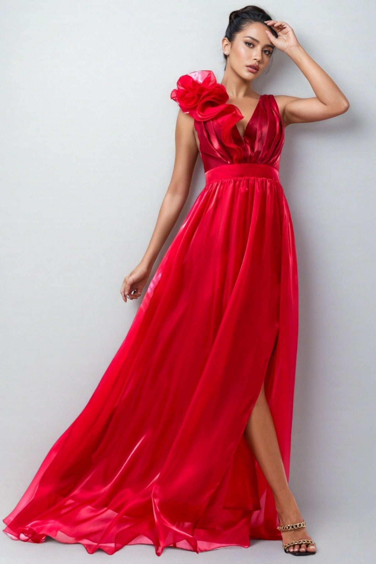 Octavius Sleeveless V-neck Split Maxi Dress