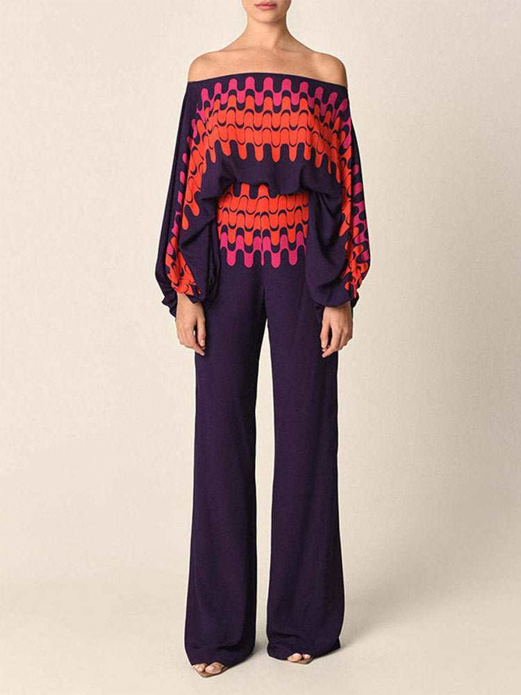 Abstract Waves Two-piece Set - Purple