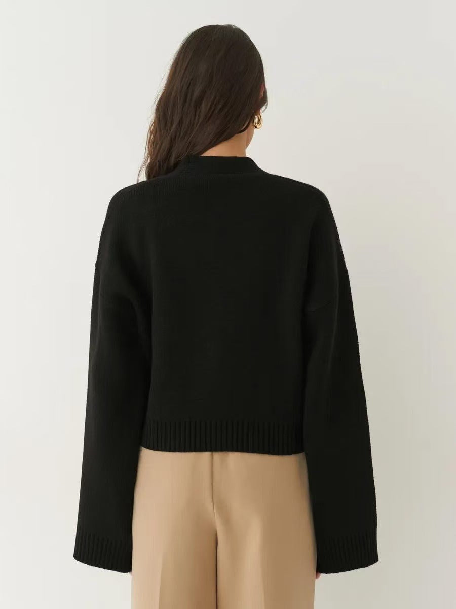 Custom Color V-neck Loose Knit Cardigan