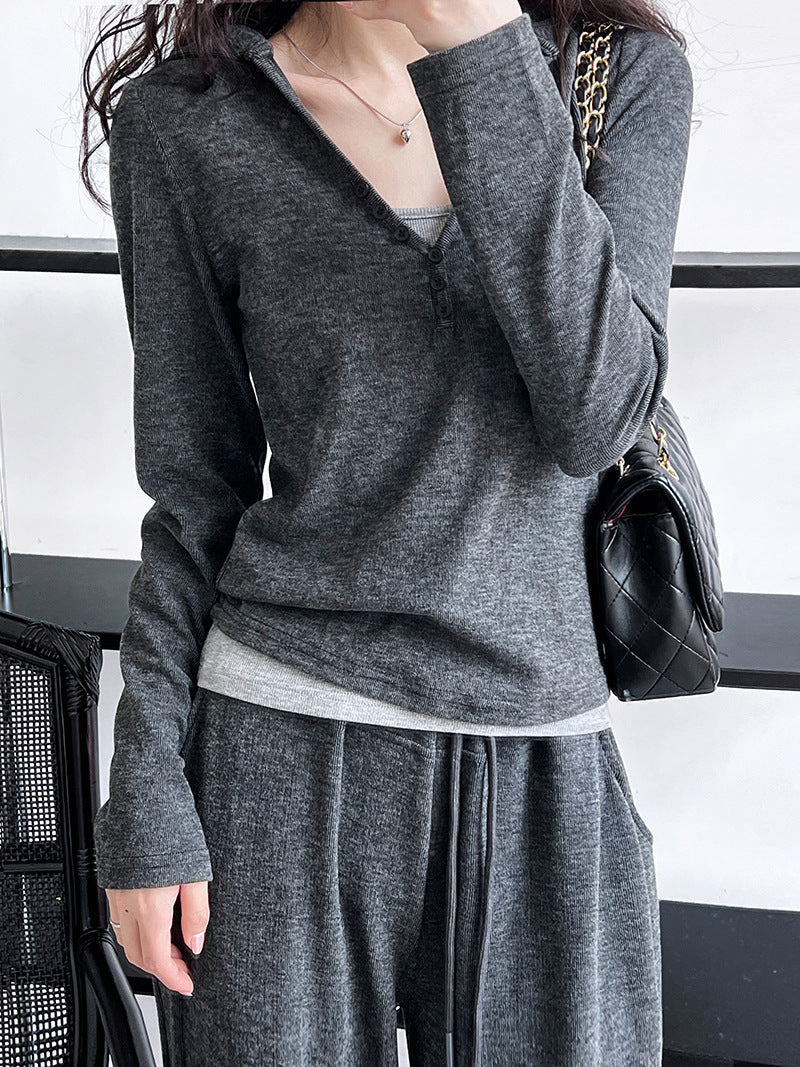 Early Autumn Bandage Dress Sports Suit Hooded Sweater Camisole Wide Leg Pants Three Piece Set