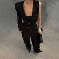 Personalized Set Spring Summer Street Irregular Asymmetric Top High Waist Wide Leg Pants Two Piece Sets