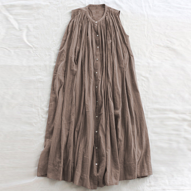 French Pleating Dress Summer Western Paris Yarn Loose Large Dress a Line Dress Can Be Used As Blouse