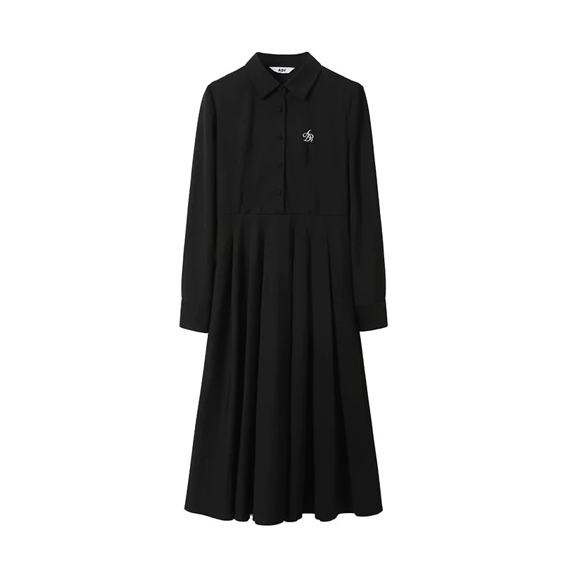 Classic Shirt Dress: Long-sleeve Midi With Pleated Skirt