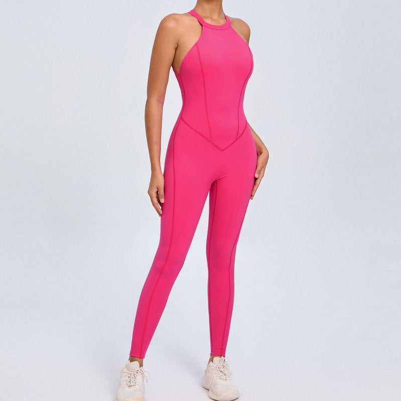 Back Buckle Yoga Jumpsuit Peach Hip Backless Sports Quick Drying One Piece Fitness Jumpsuit