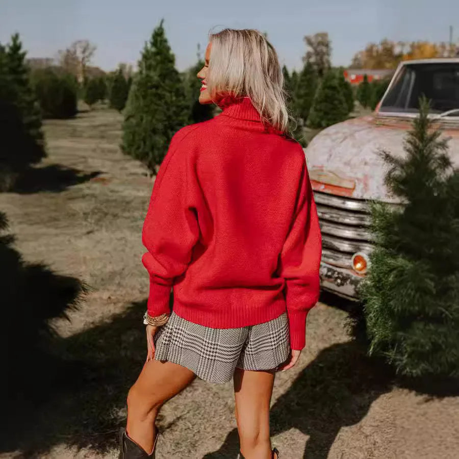 Soft Knitting Christmas High Tie Sweater