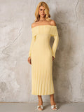 Off Shoulder Knitted Bodycon Dress