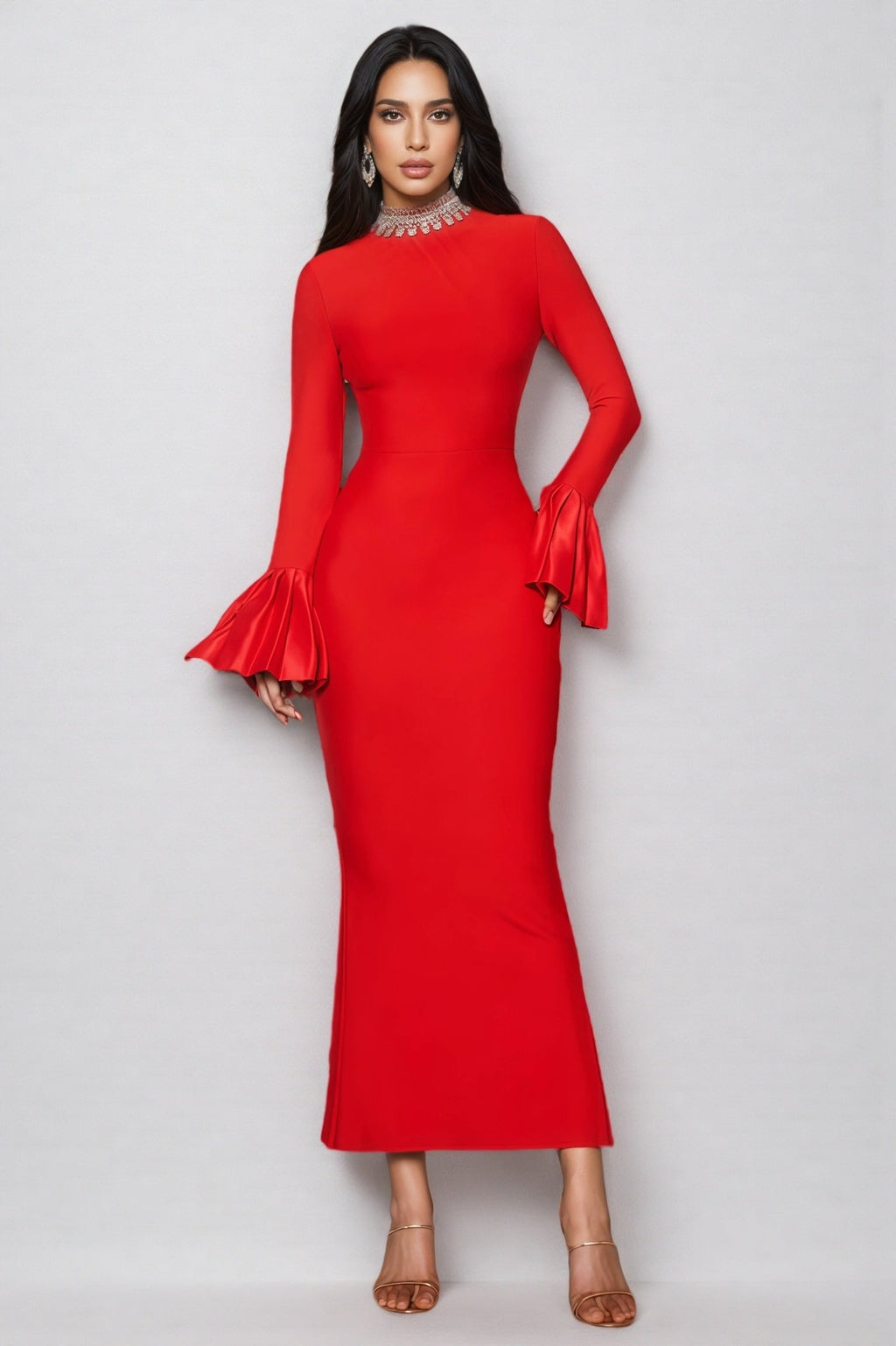 Jensen Rhinestone Bandage Maxi Dress