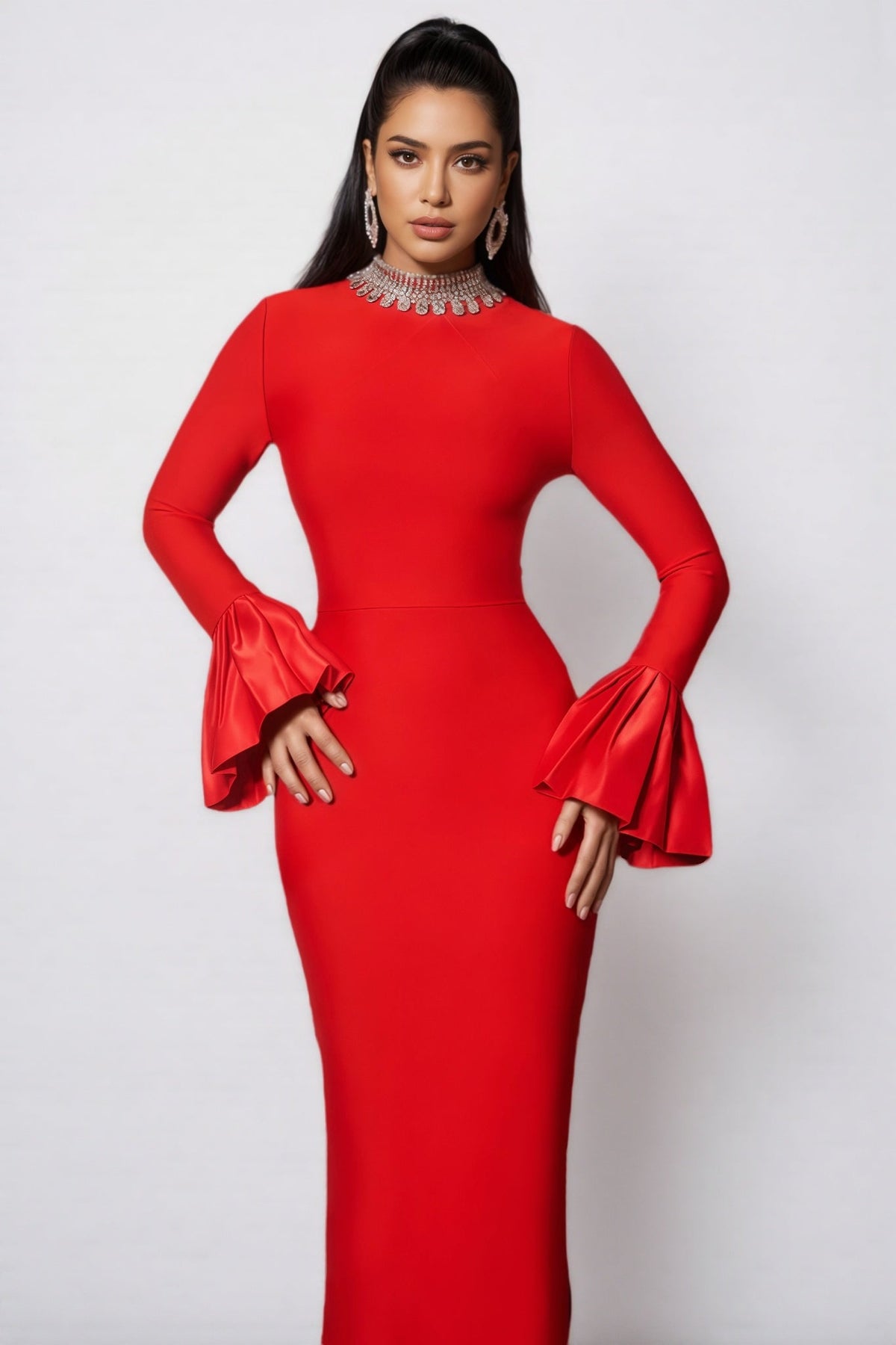 Jensen Rhinestone Bandage Maxi Dress