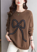 Organic Coffee O Neck Patchwork Woolen Knit Sweaters Winter Rl033