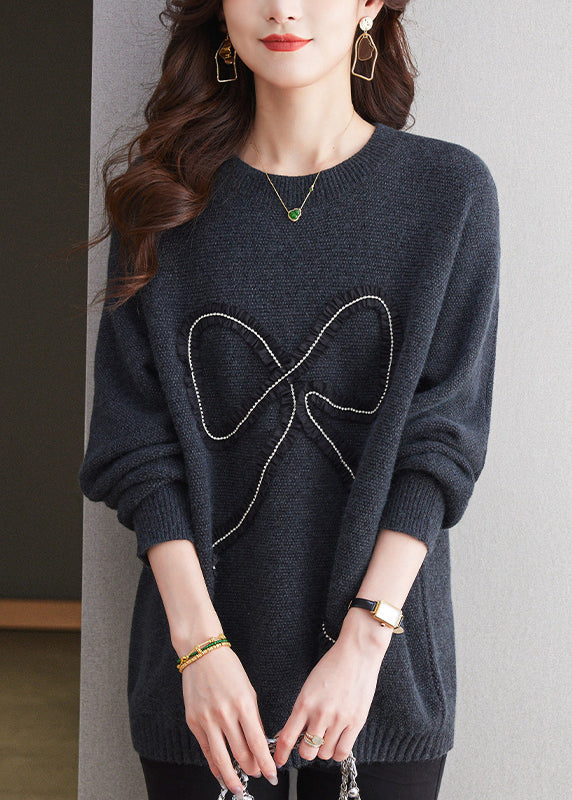 Organic Coffee O Neck Patchwork Woolen Knit Sweaters Winter Rl033