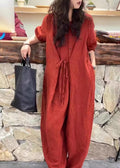 Original Design Red Lace Up Stylish Jumpsuits Fall Qa051