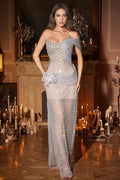 Leif Strapless Pearl Flower Maxi Dress