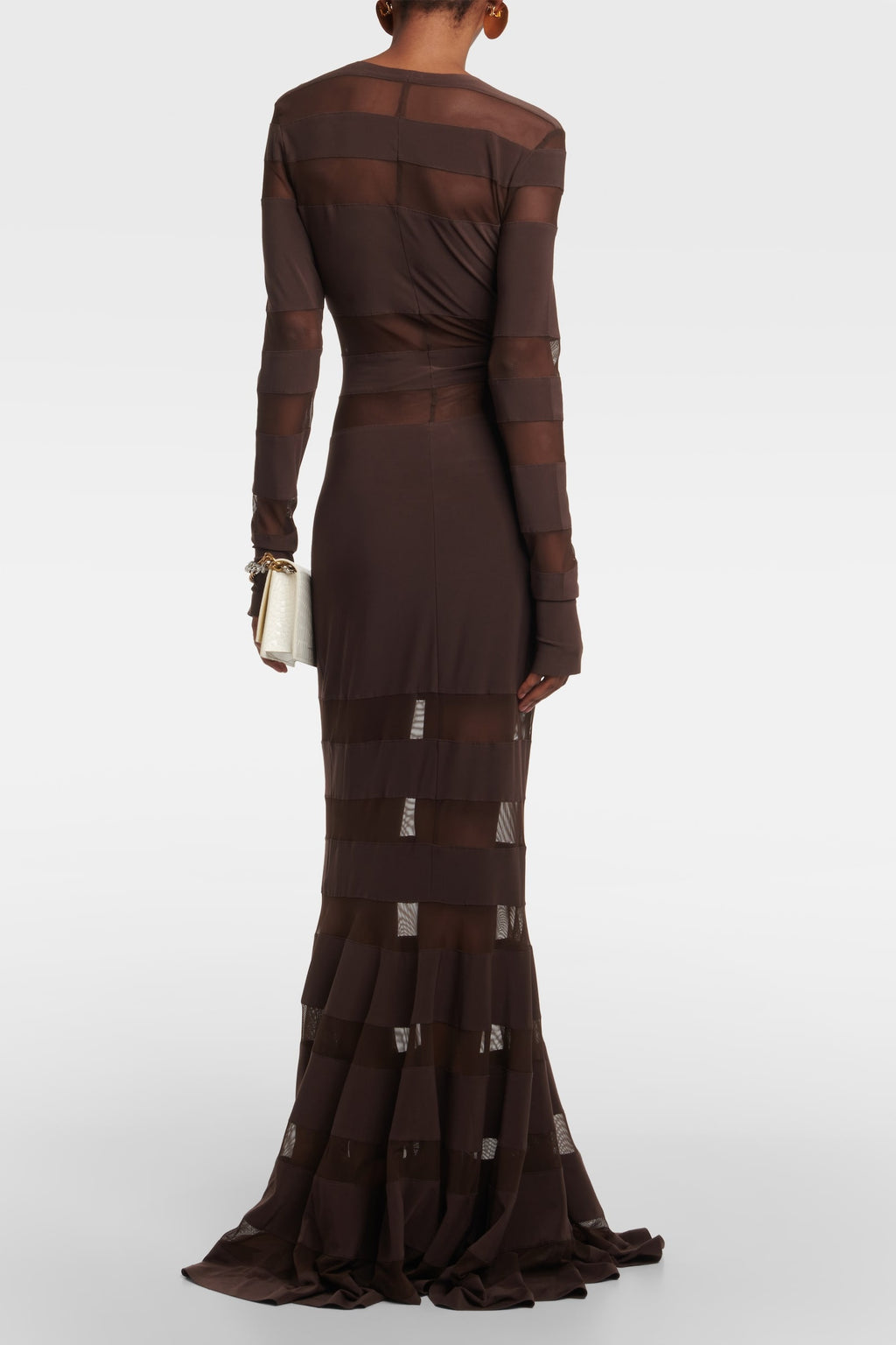 Ophelia Mesh Splice Crewneck Maxi Dress