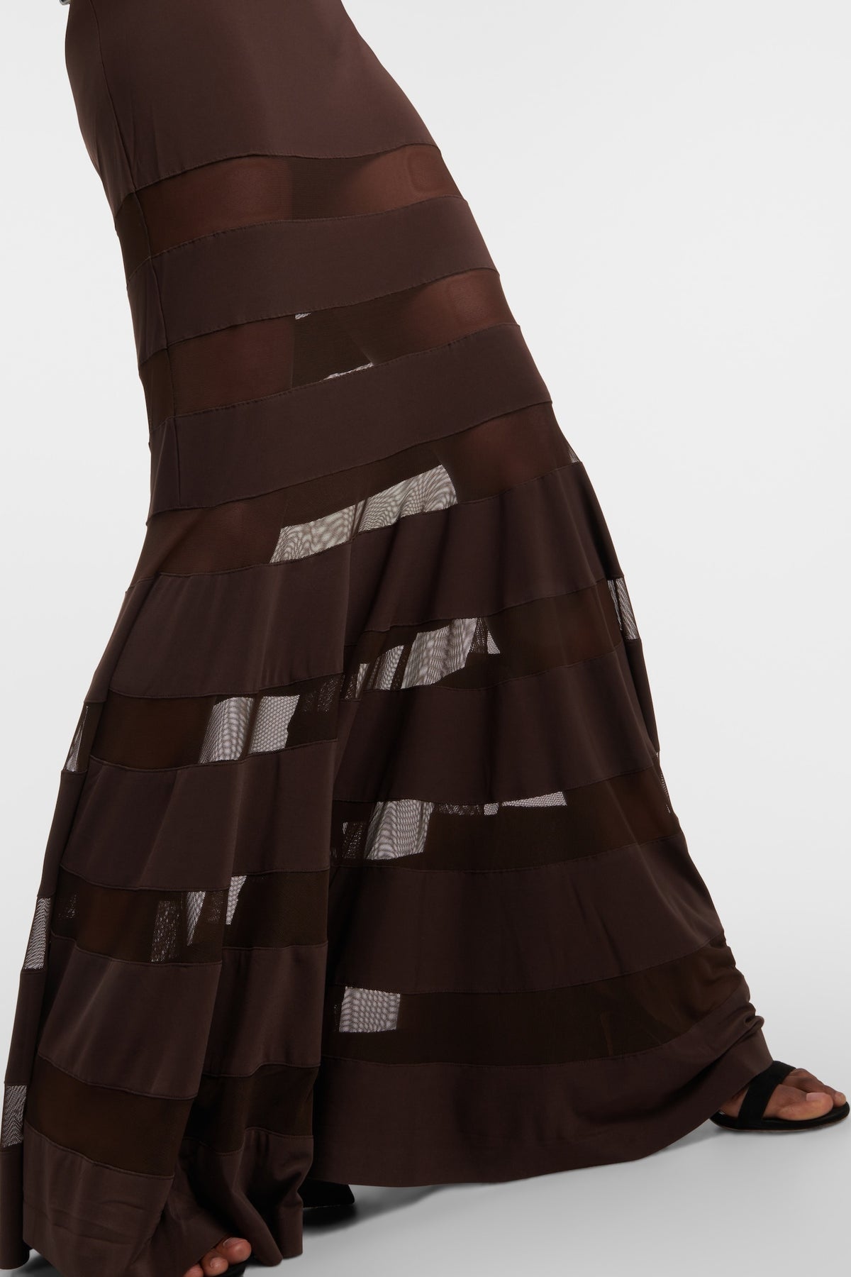 Ophelia Mesh Splice Crewneck Maxi Dress