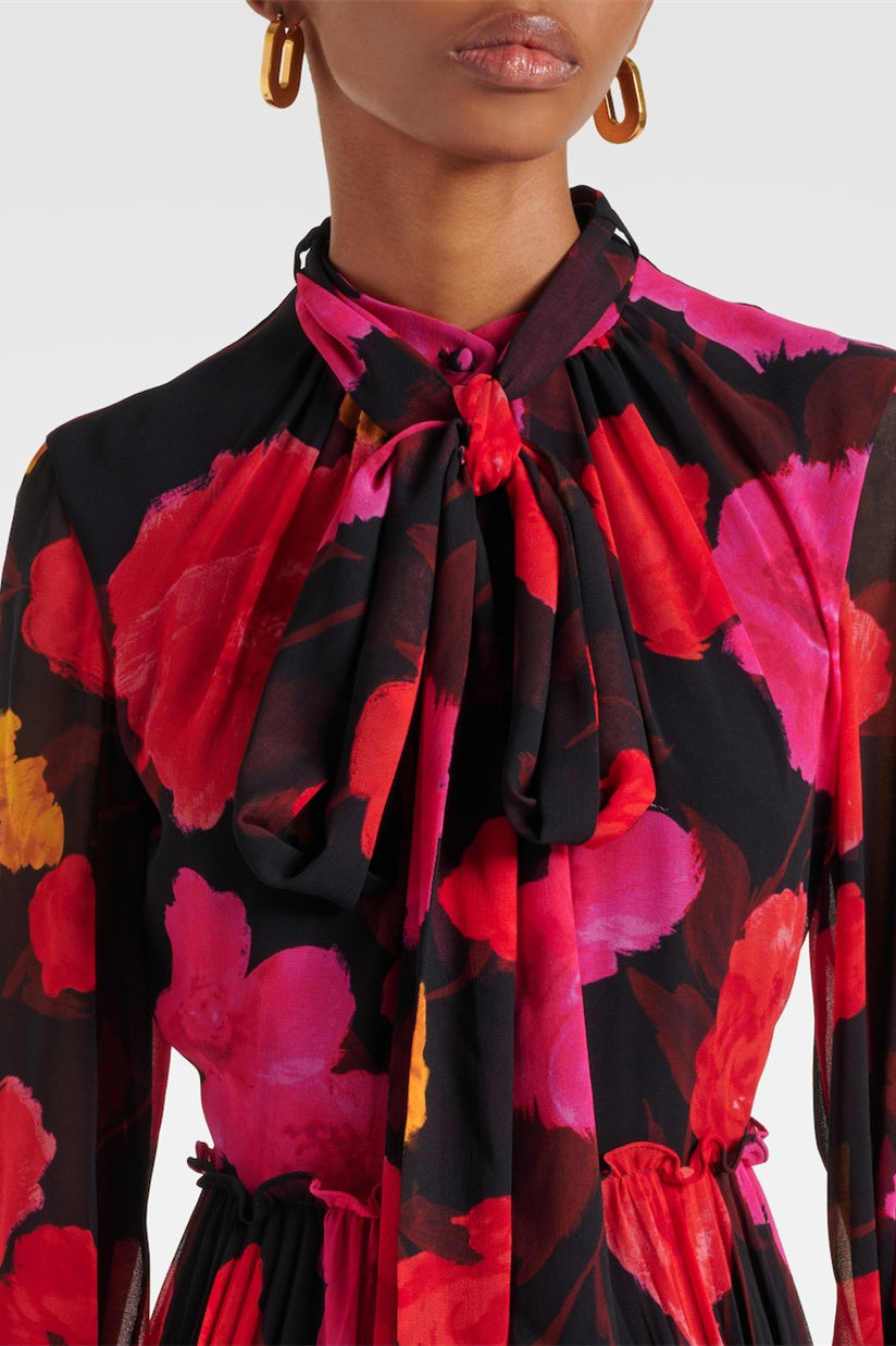 Adela Printed Long Sleeve Maxi Dress