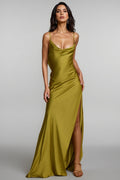 Lelia Satin Backless Frill Maxi Dress