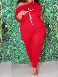 Faith Letter Print Stretchy Pants Set Ar5071