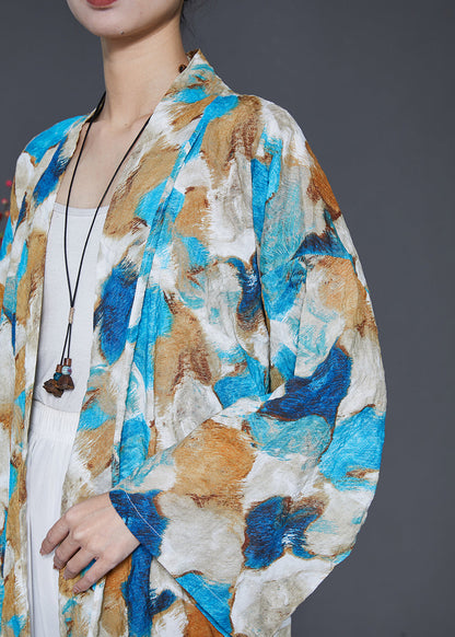 Blue Oversized Tie Dye Cotton Cardigans Spring Sd1042