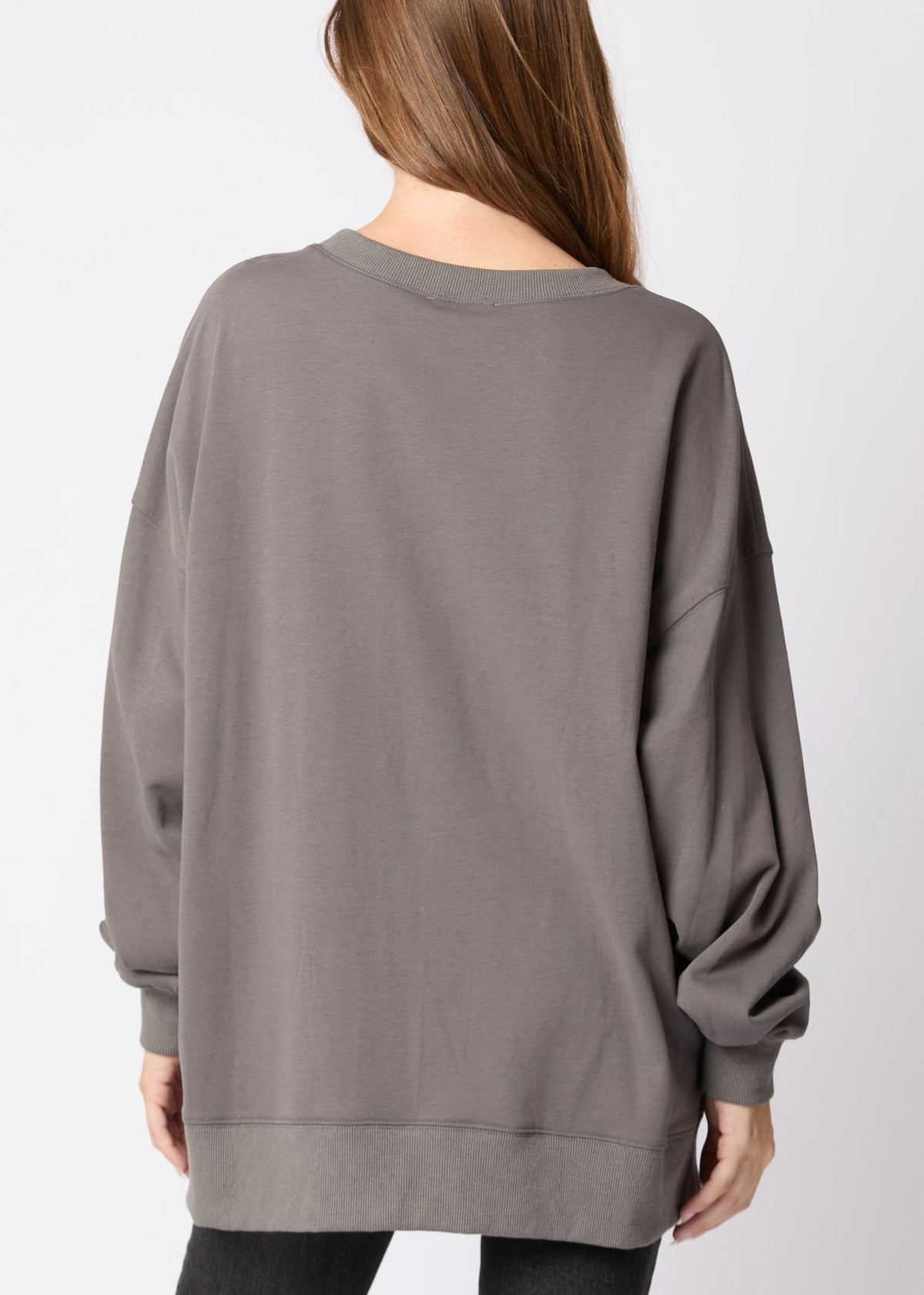 Grey O Neck Print Cotton Sweatshirts Fall Ae1035