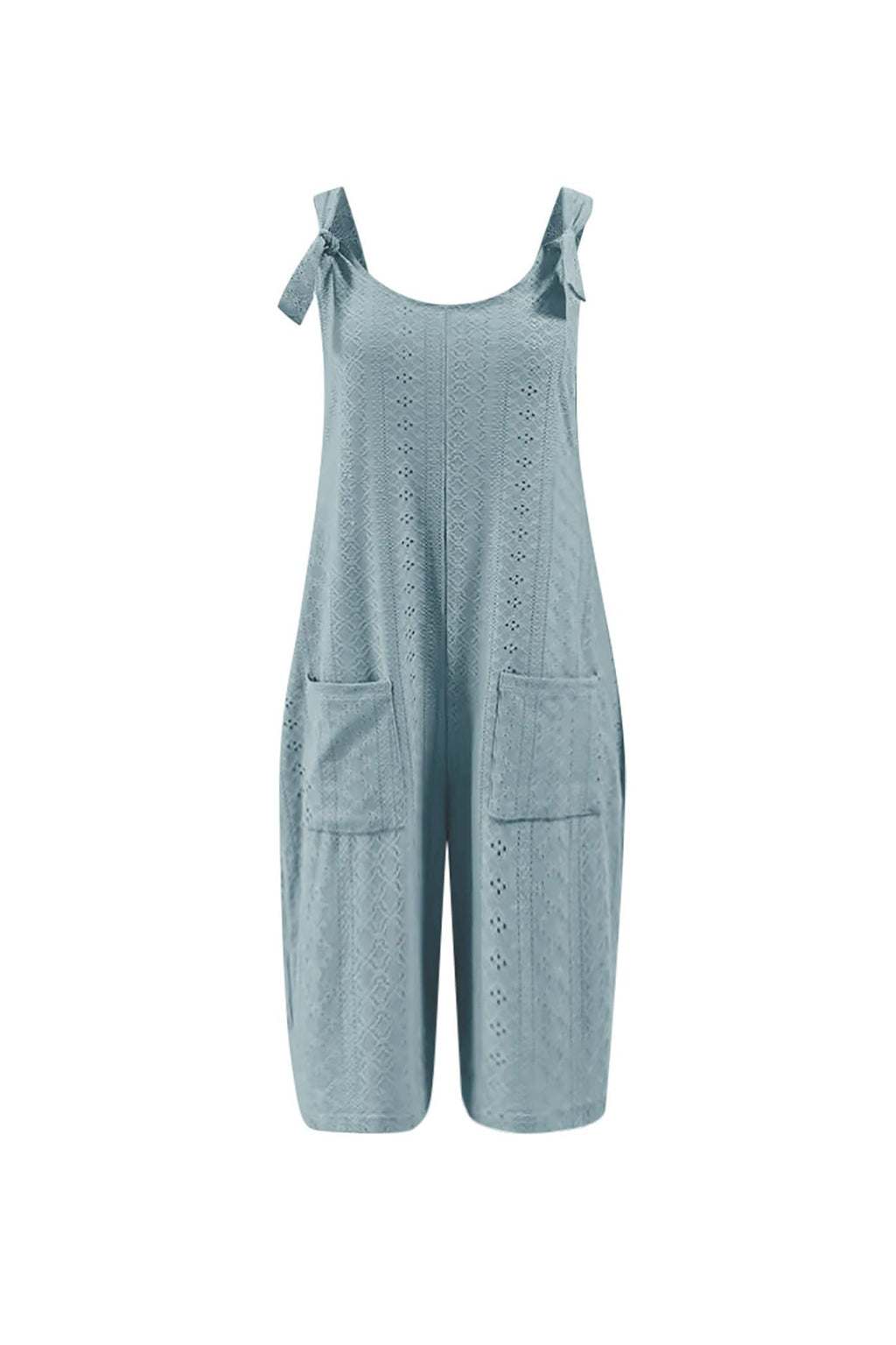 Pocket Eyelet Cami Capri Jumpsuits