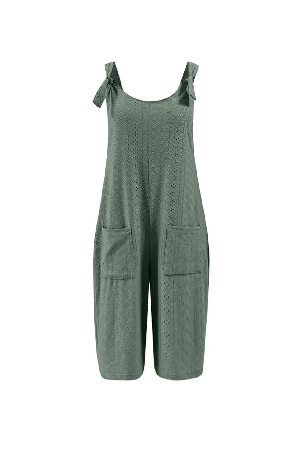 Pocket Eyelet Cami Capri Jumpsuits
