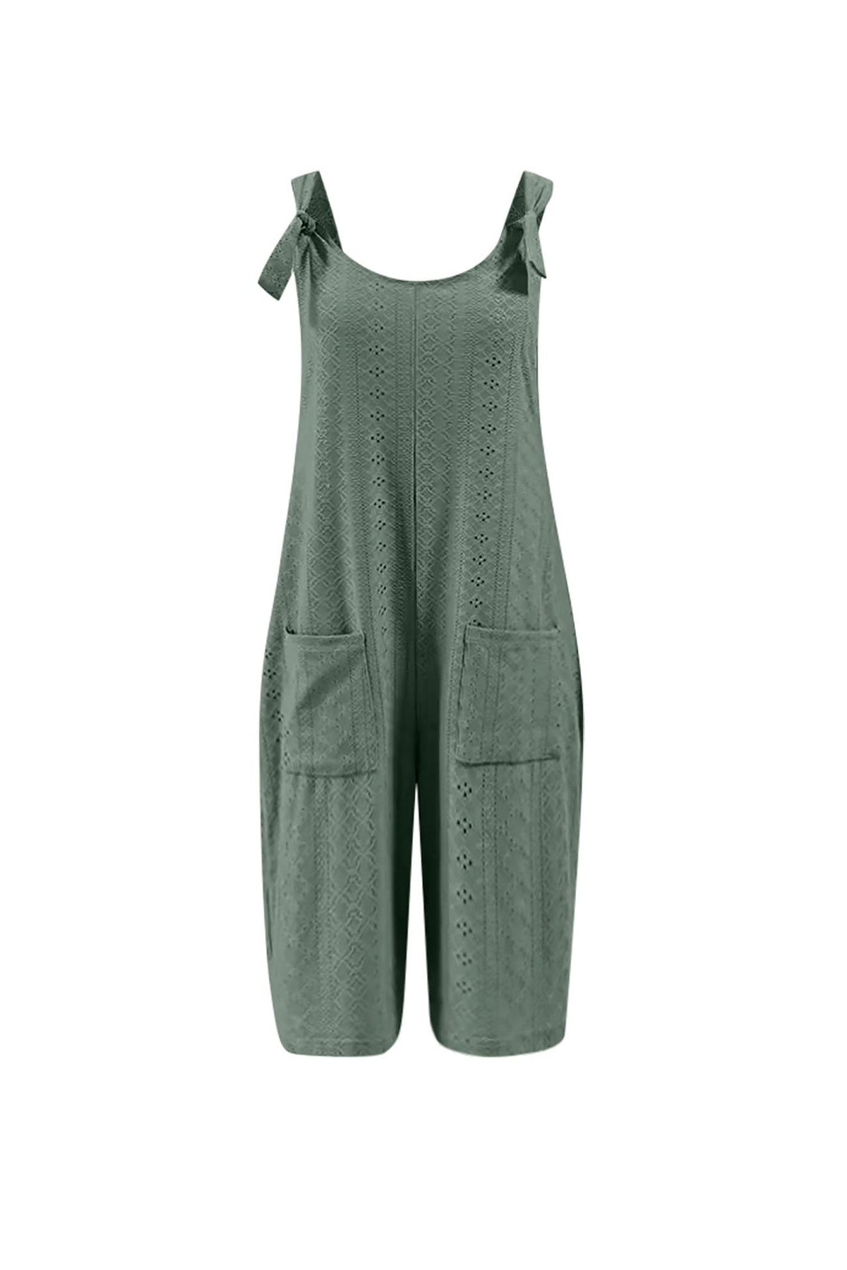 Pocket Eyelet Cami Capri Jumpsuits