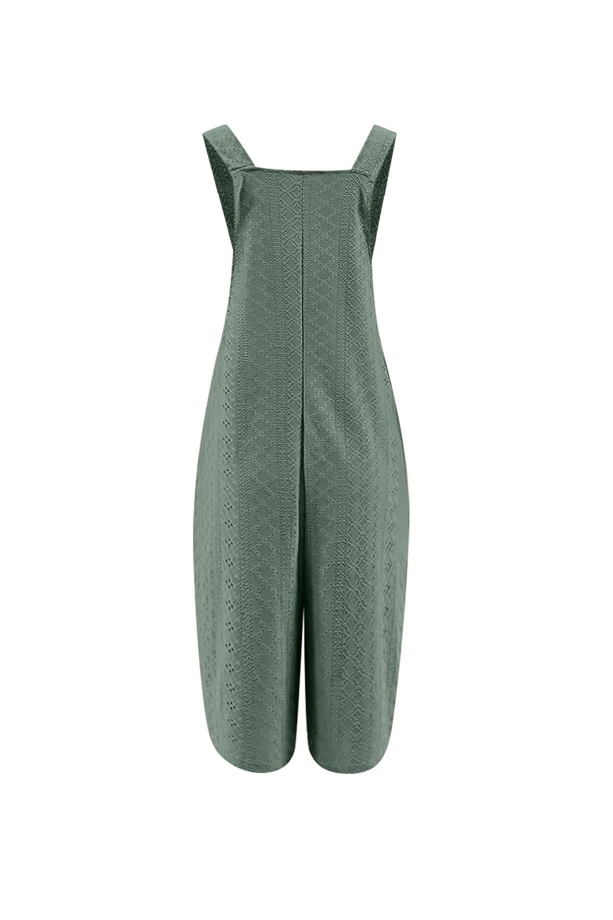 Pocket Eyelet Cami Capri Jumpsuits