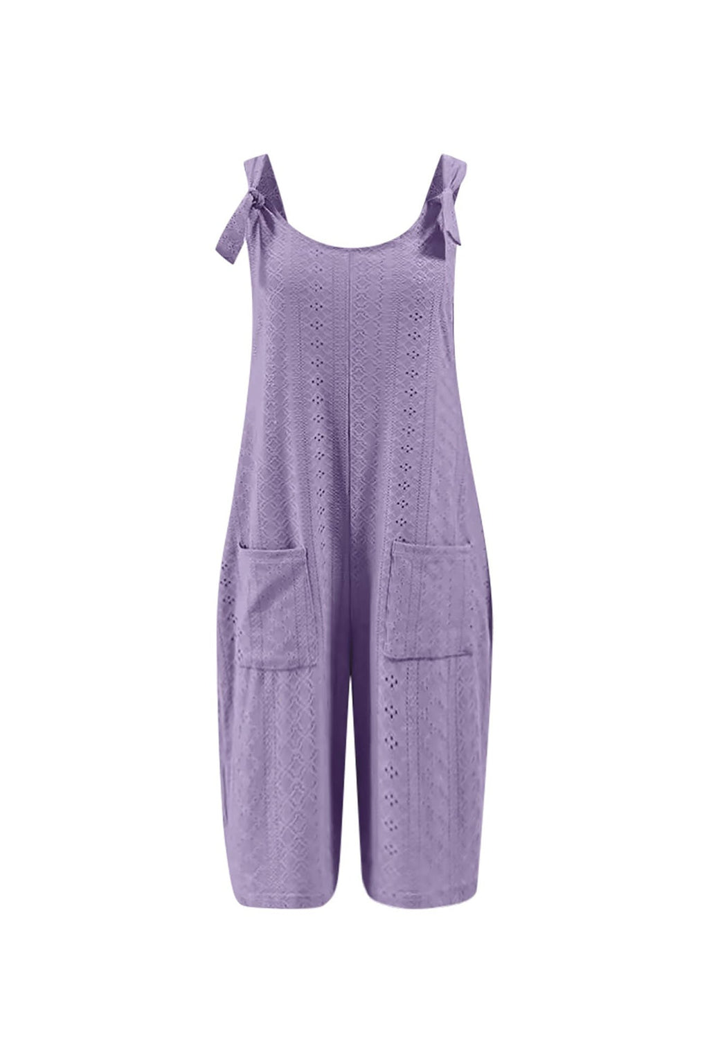 Pocket Eyelet Cami Capri Jumpsuits