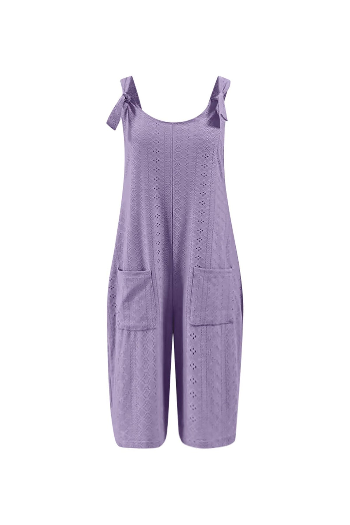 Pocket Eyelet Cami Capri Jumpsuits