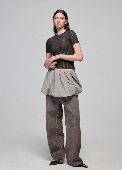 Puff Pleated Mini Skirt