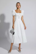 Raelyn Apricot French Midi Dress