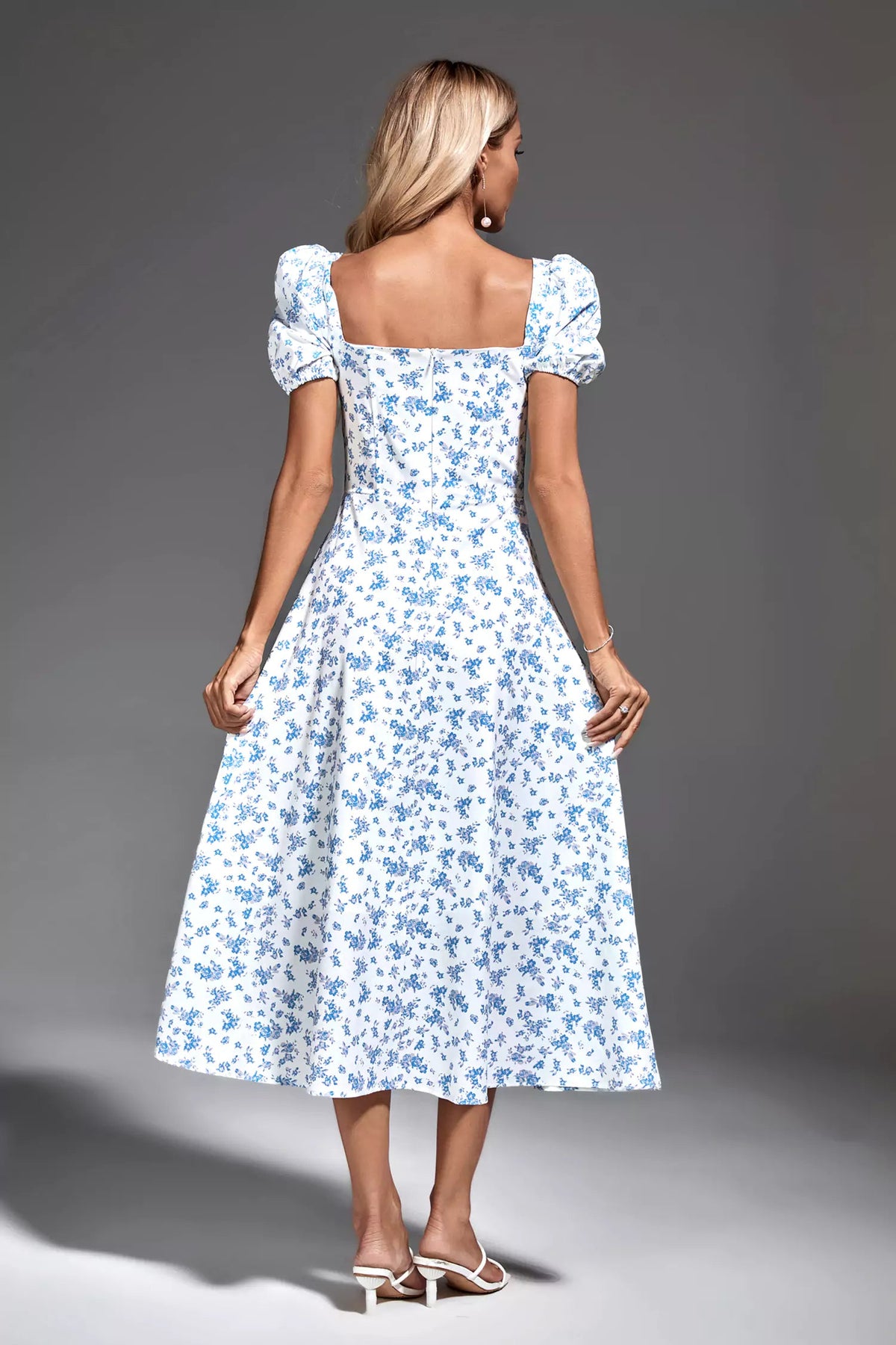 Raelyn Blue French Midi Dress